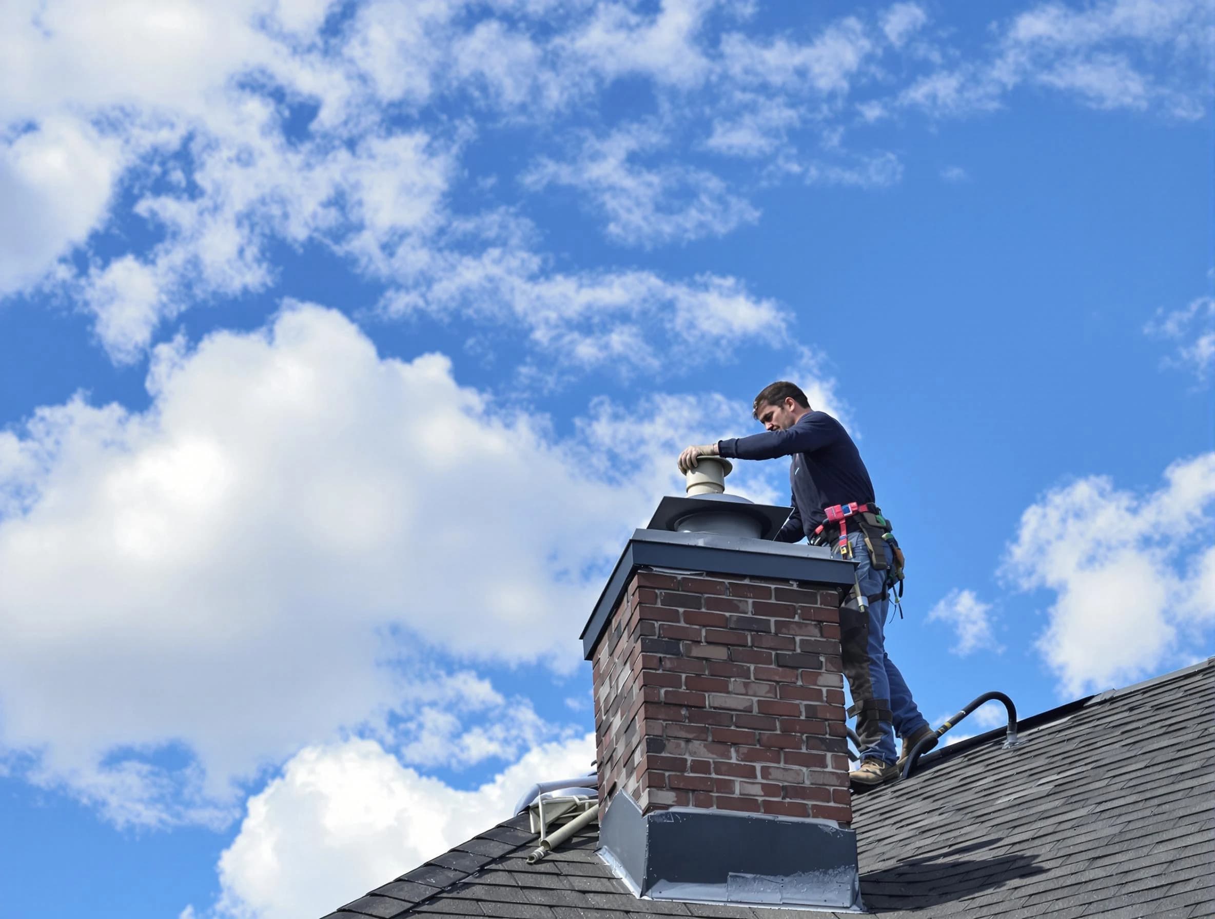 Fair Oaks Chimney Sweep installing a sturdy chimney cap in Fair Oaks, GA