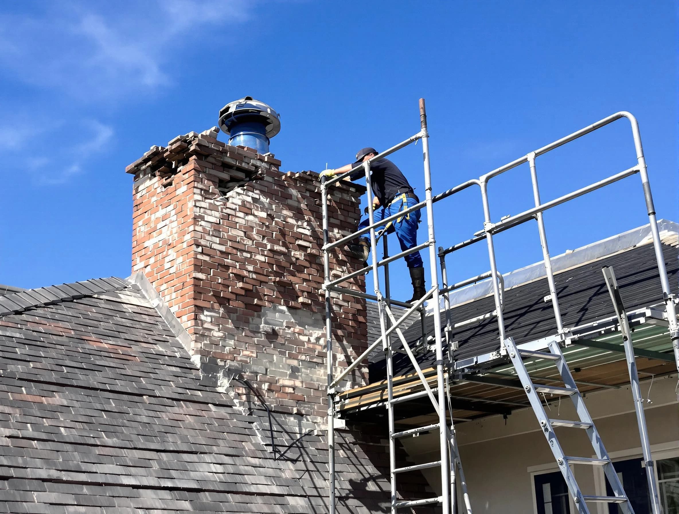 Rebuilding a chimney structure by Fair Oaks Chimney Sweep in Fair Oaks, GA