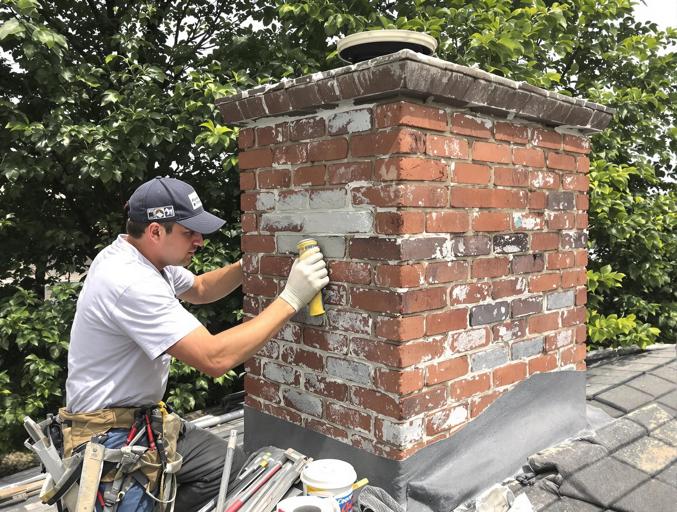 Fair Oaks Chimney Sweep restoring an aging chimney in Fair Oaks, GA