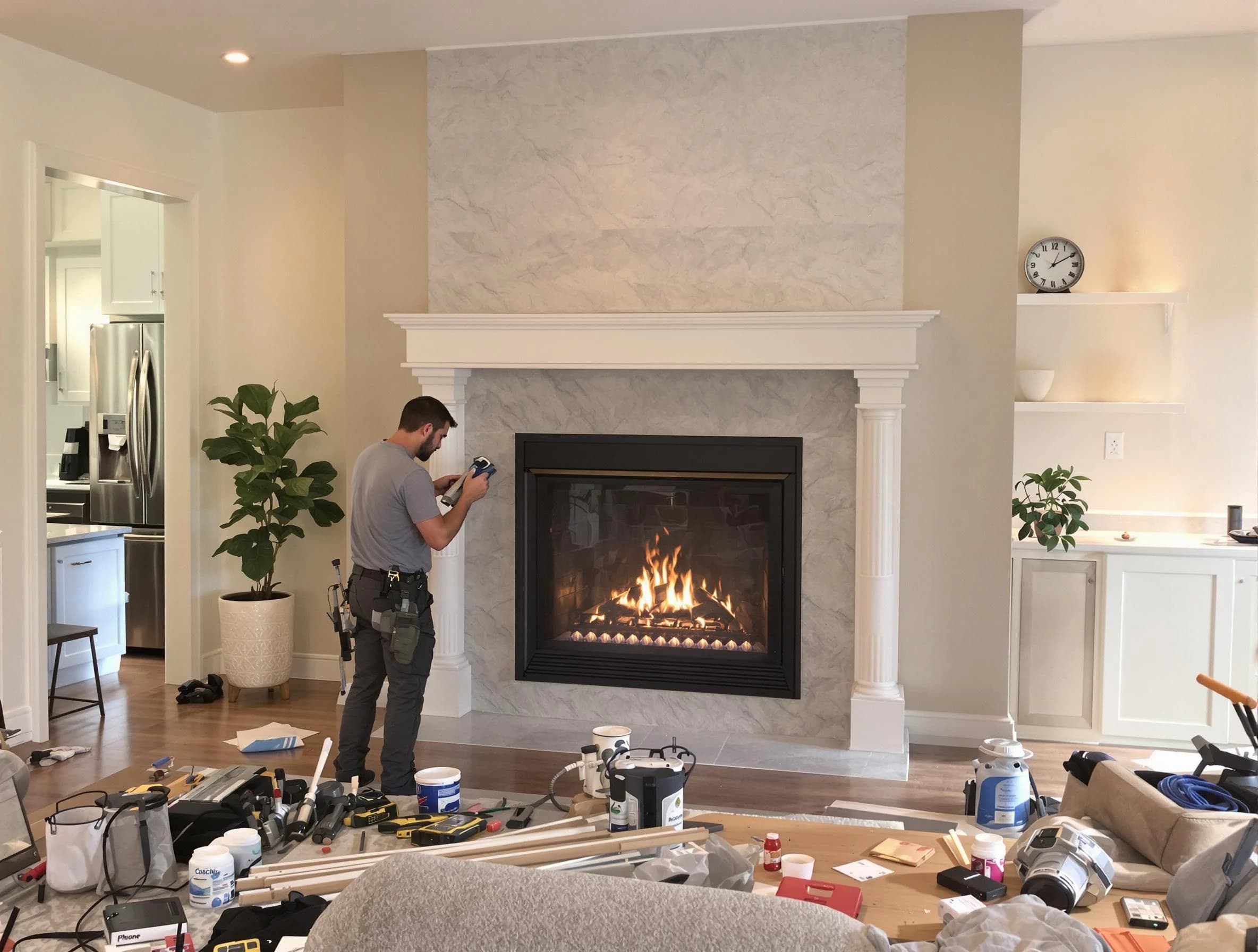 Newly installed fireplace by Fair Oaks Chimney Sweep in Fair Oaks, GA