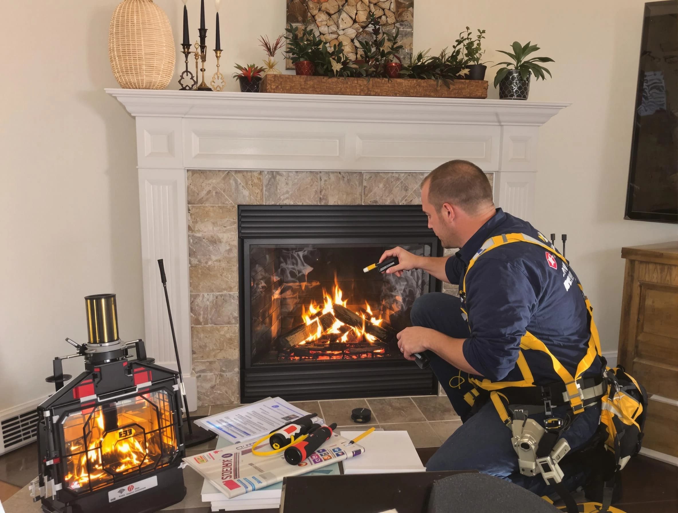 Safety-focused fireplace inspection by Fair Oaks Chimney Sweep in Fair Oaks, GA