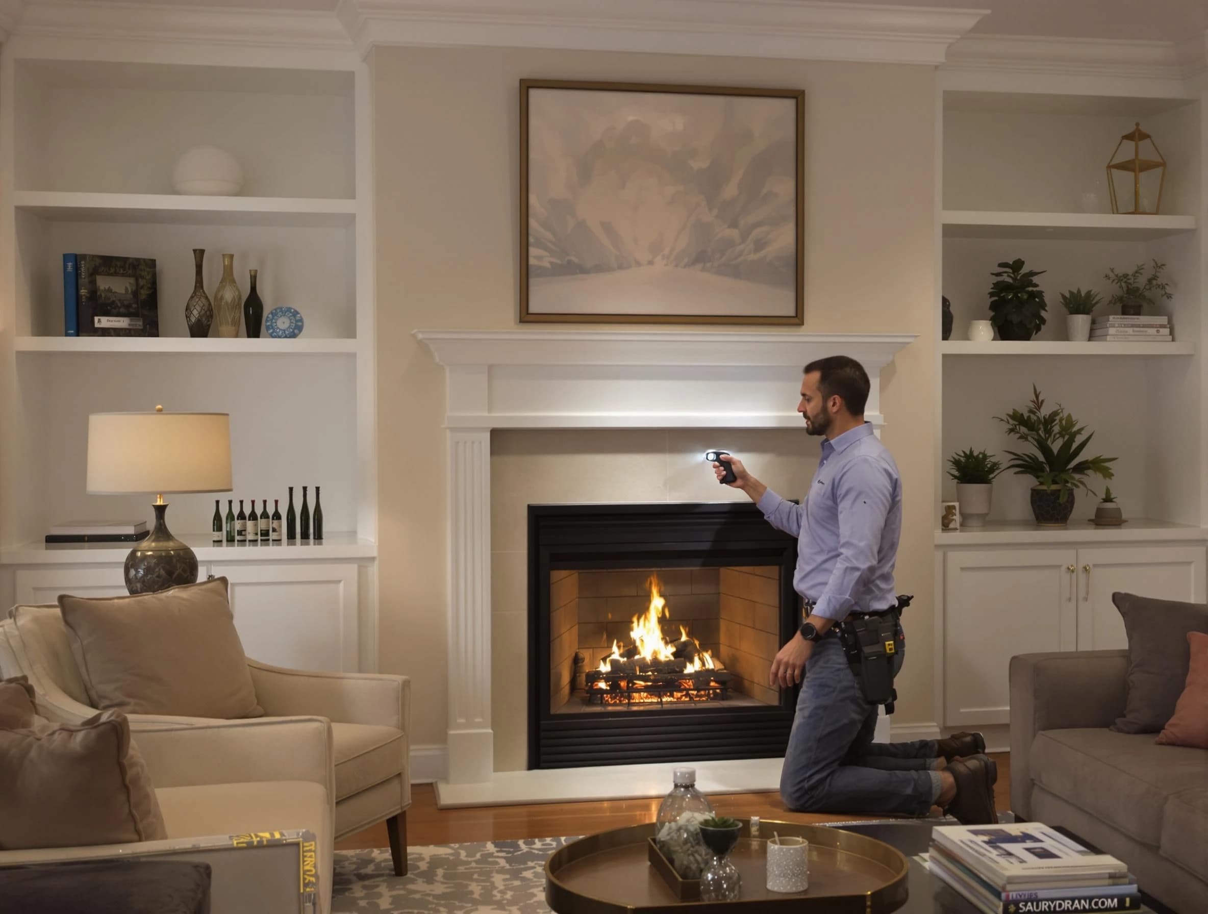 Fair Oaks Chimney Sweep conducting a fireplace safety inspection in Fair Oaks, GA