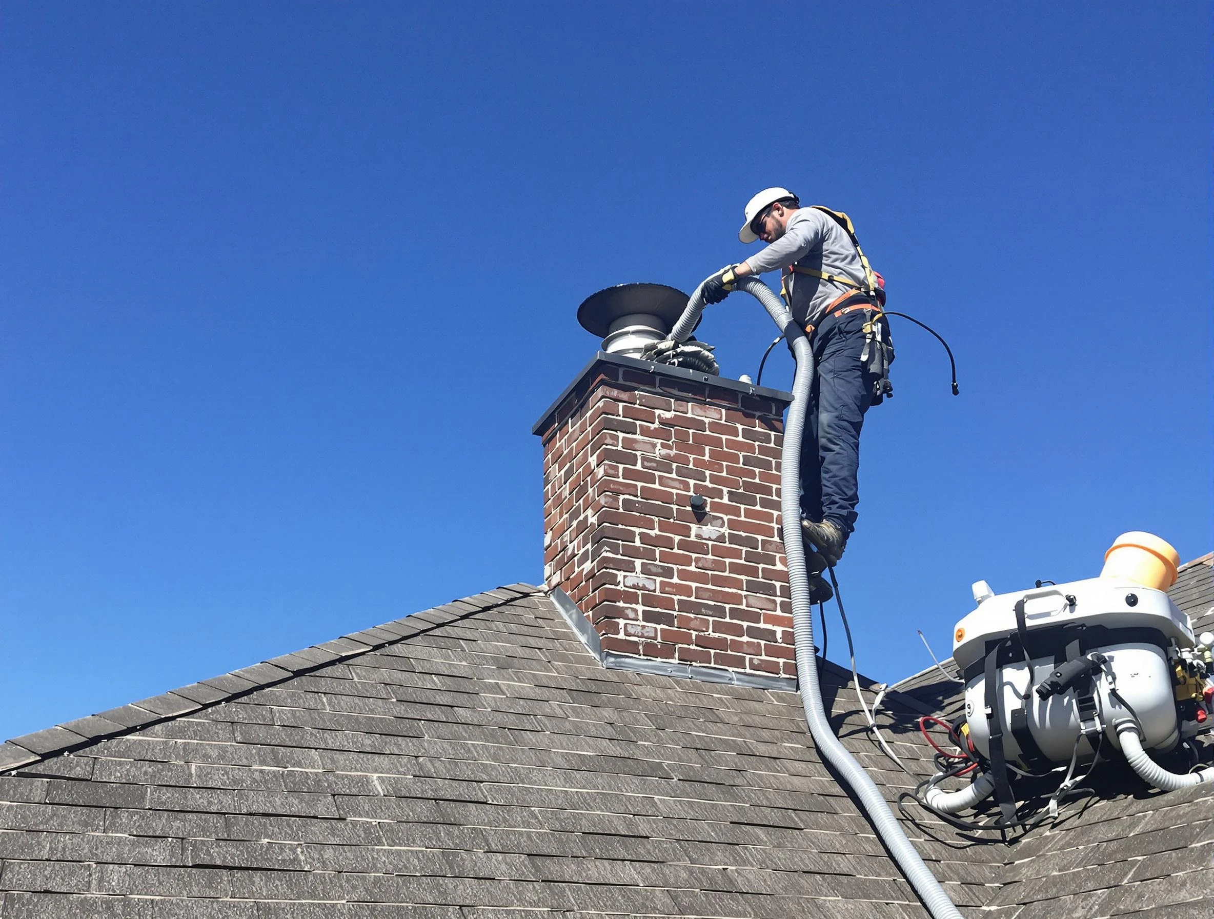 Dedicated Fair Oaks Chimney Sweep team member cleaning a chimney in Fair Oaks, GA