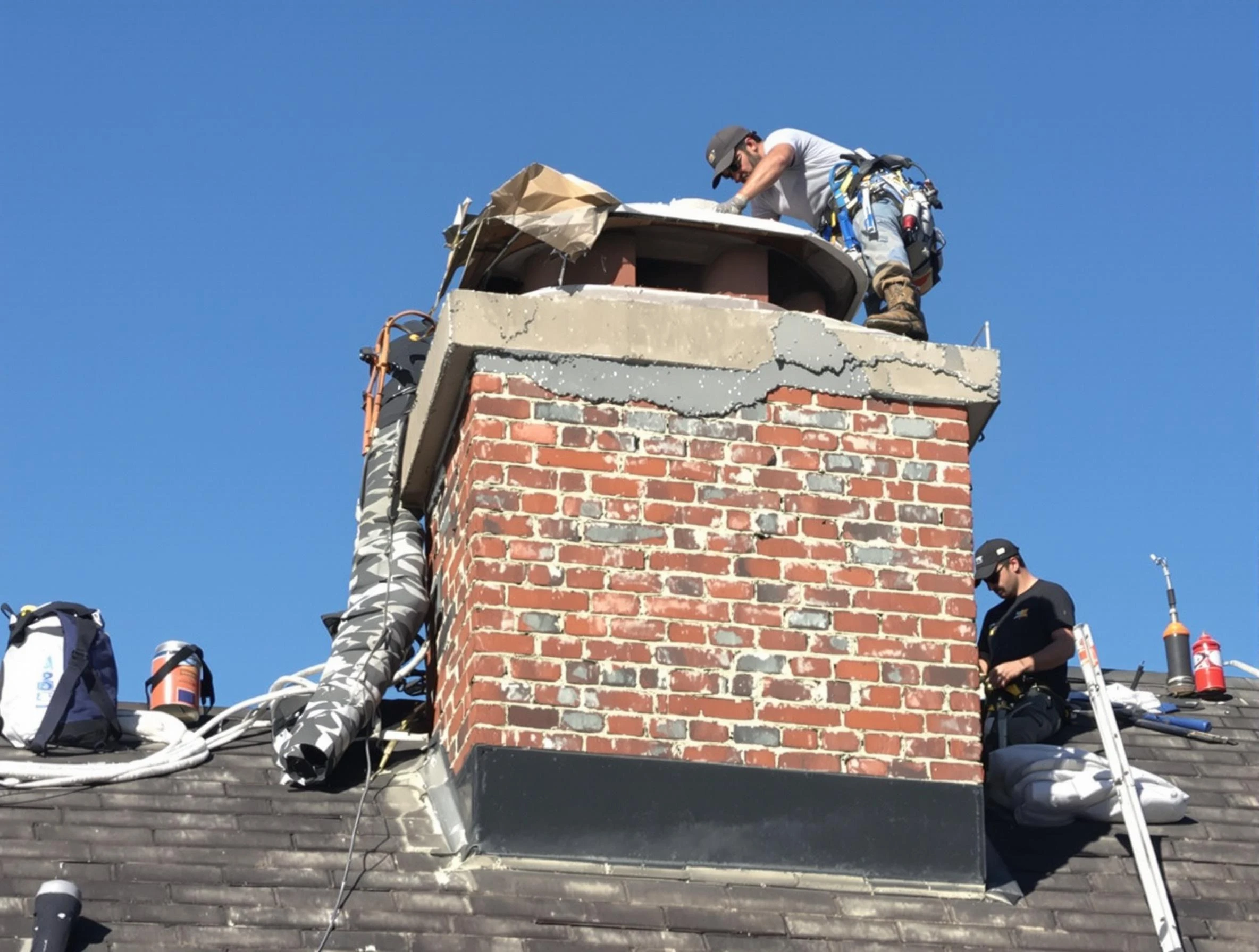 Fair Oaks Chimney Sweep installing a custom chimney crown in Fair Oaks, GA