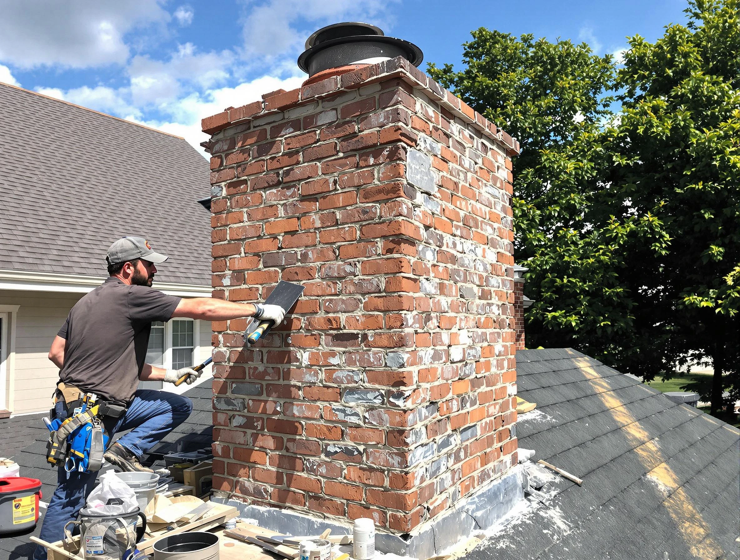 Completed chimney rebuild by Fair Oaks Chimney Sweep in Fair Oaks, GA