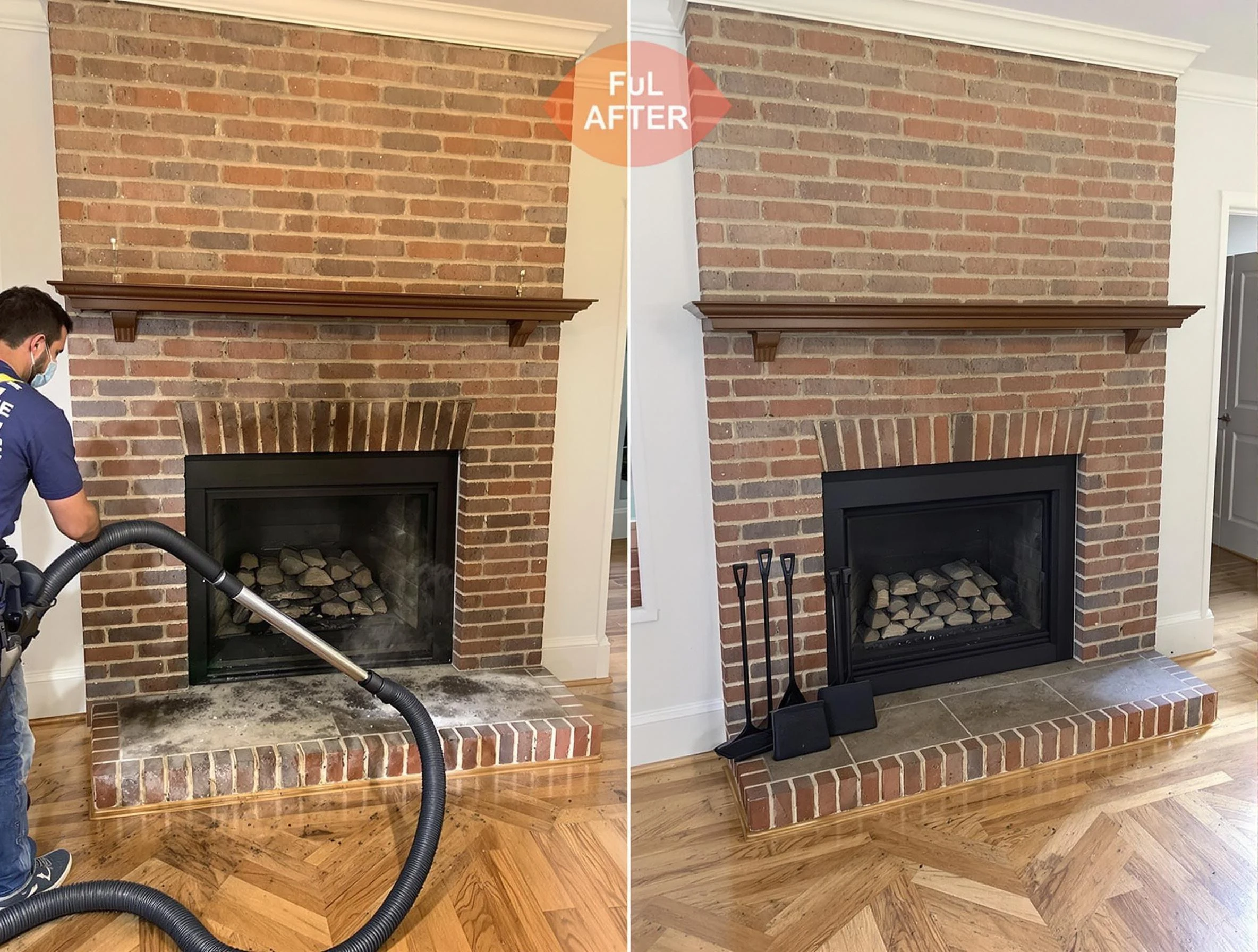 Fair Oaks Chimney Sweep carefully sanitizing a fireplace in Fair Oaks, GA
