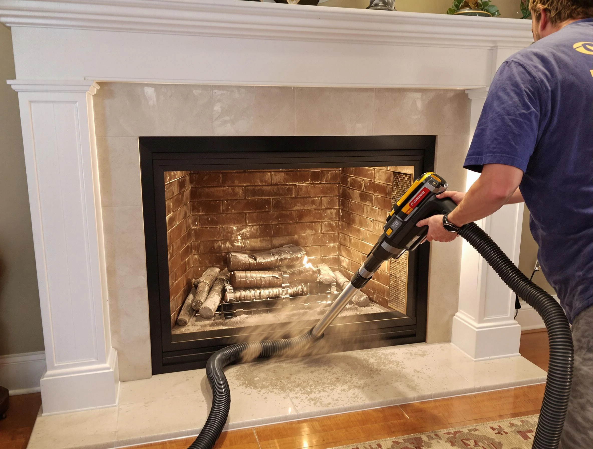 Fireplace cleaning performed by Fair Oaks Chimney Sweep in Fair Oaks, GA