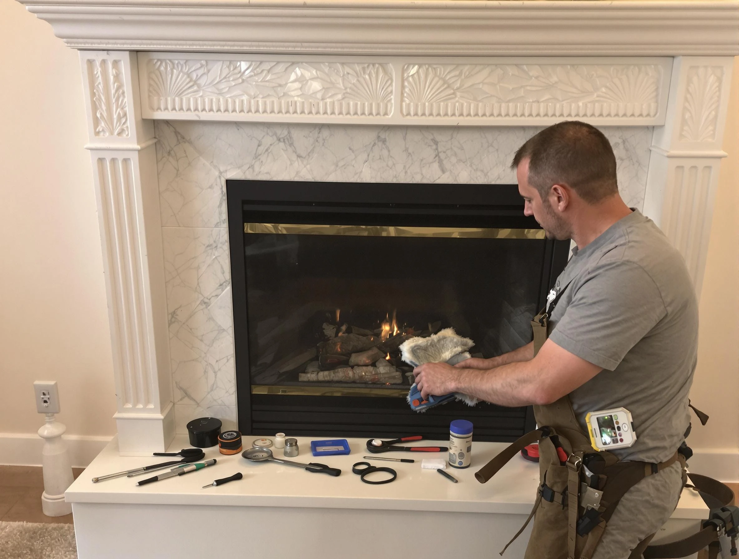 Fair Oaks Chimney Sweep performing fireplace maintenance in Fair Oaks, GA