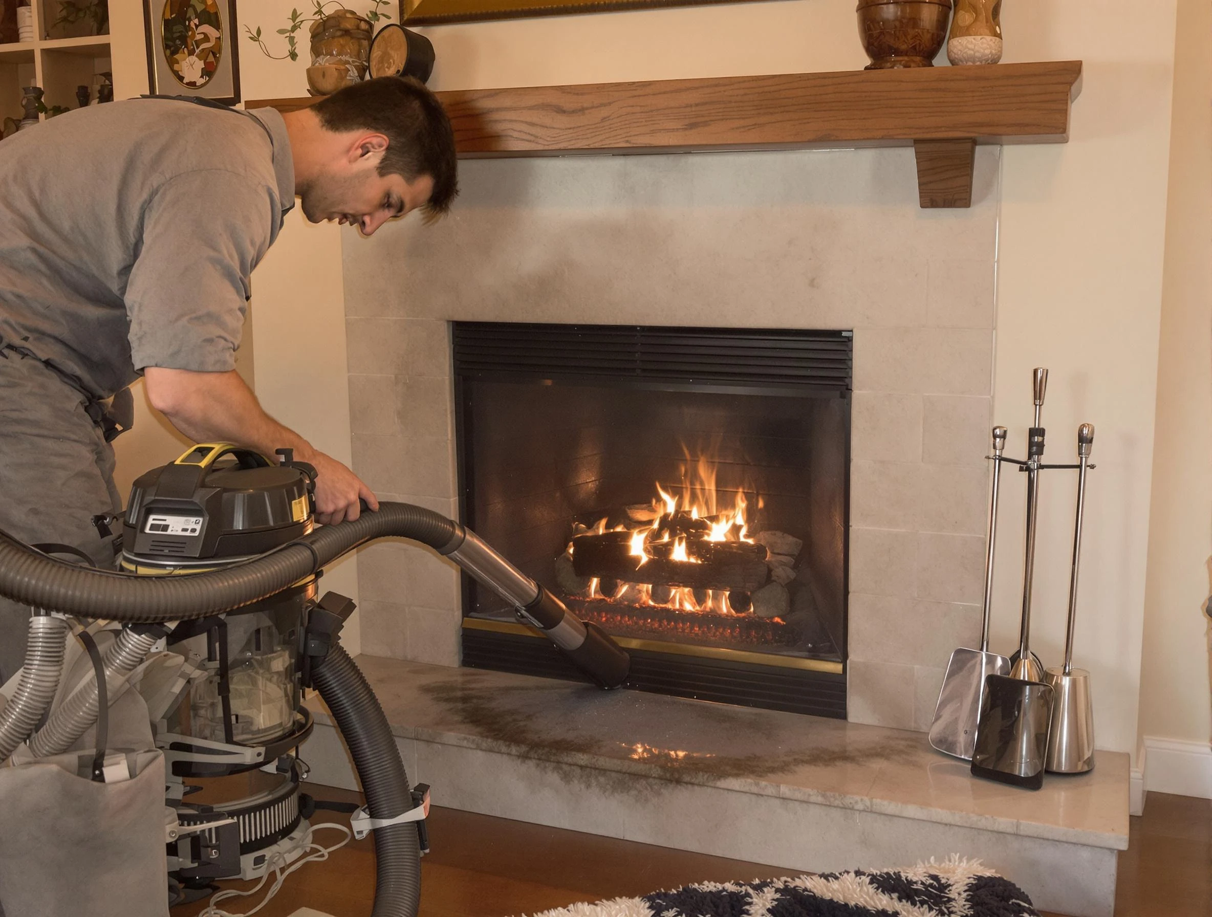 Routine fireplace upkeep by Fair Oaks Chimney Sweep in Fair Oaks, GA